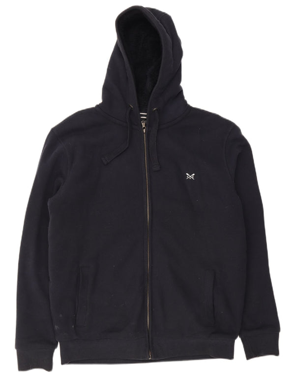 Crew Clothing Pull à capuche zippé pour homme en coton bleu marine moyen