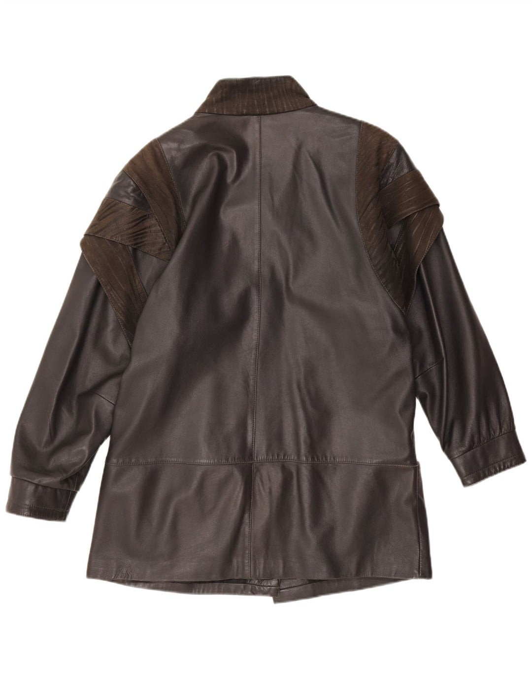 veste en cuir femme vintage UK 18 XL Black Colourblock