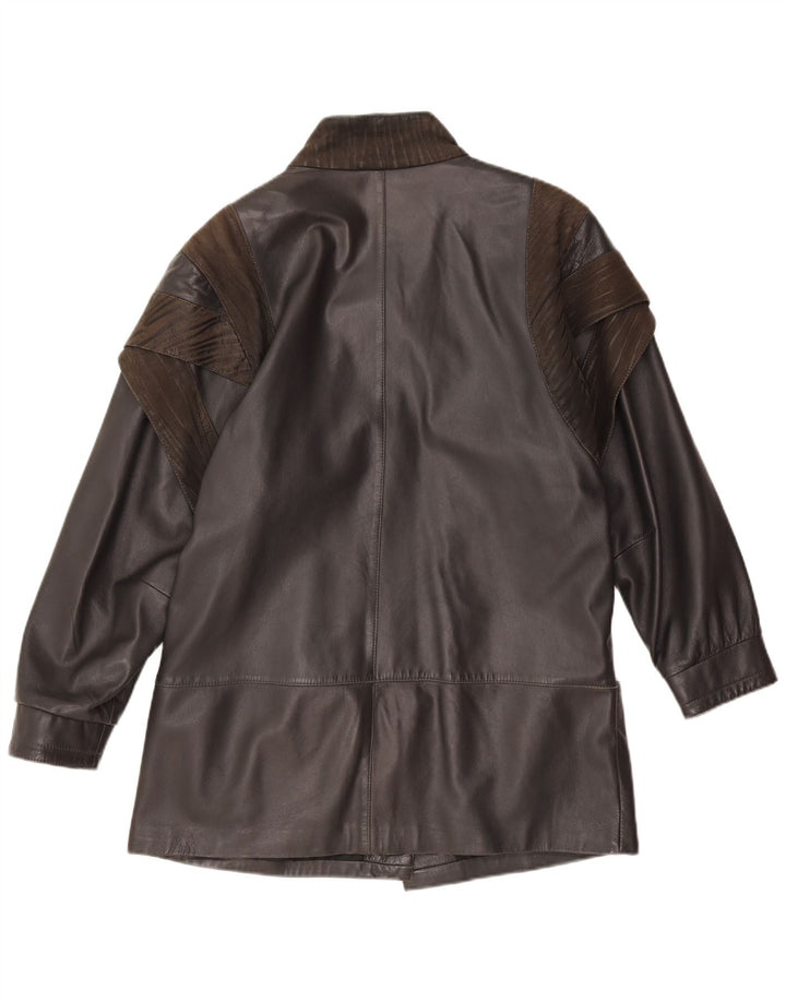 veste en cuir femme vintage UK 18 XL Black Colourblock