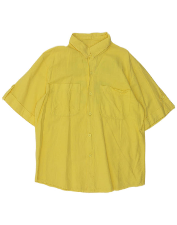 vintage Chemise graphique à manches courtes pour hommes Lin jaune moyen