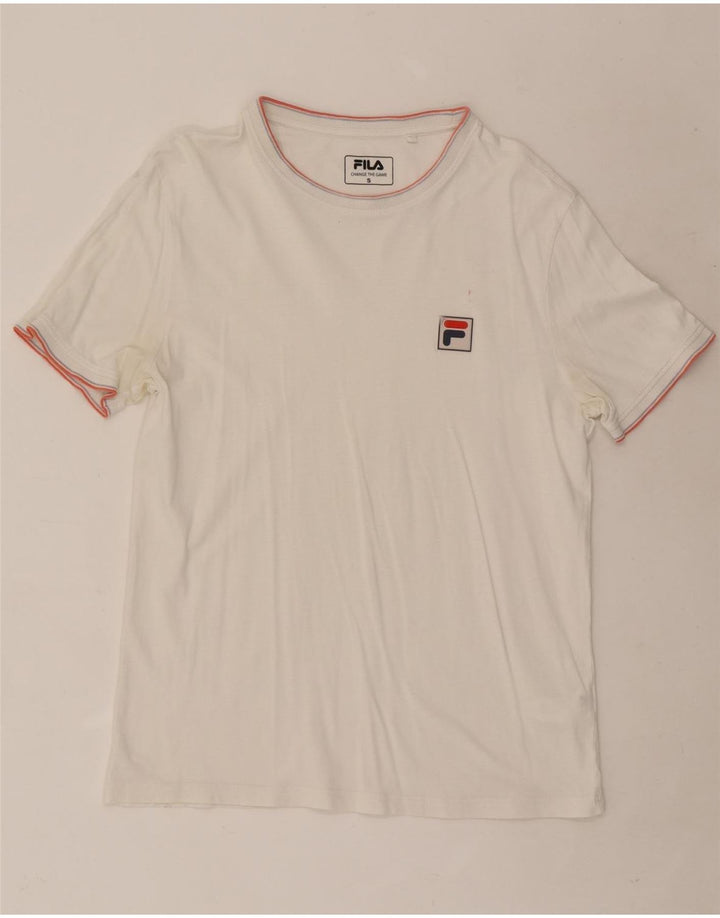 Fila Homme T-Shirt Top Petit Blanc Rayé Coton