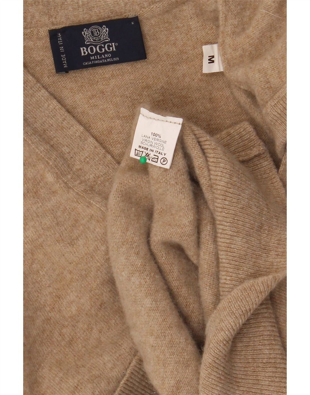 BOGGI MILANO Pull cardigan sans manches pour femme UK 14 Laine beige moyen