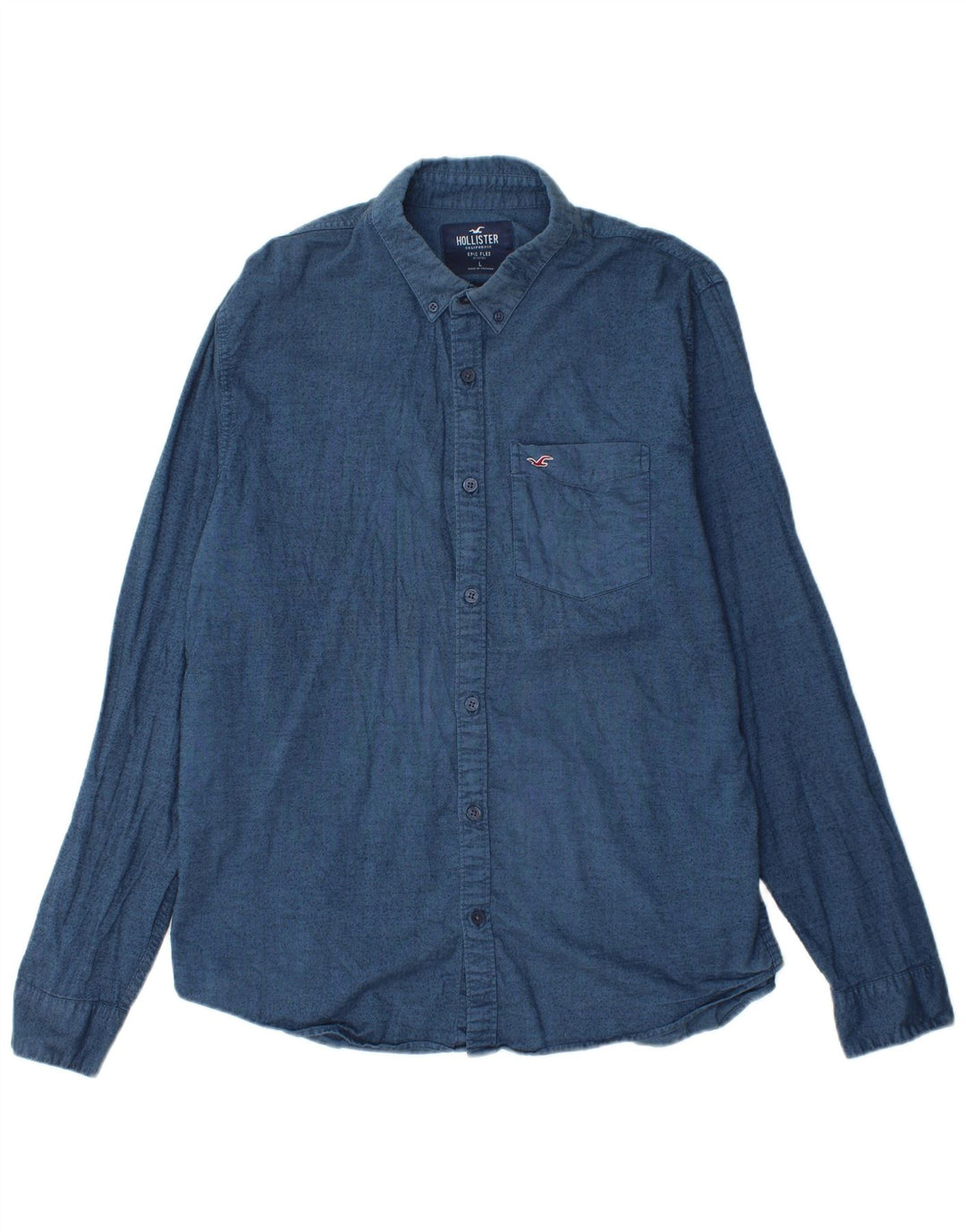 HOLLISTER Chemise Homme Large Bleu Marine Moucheté Coton