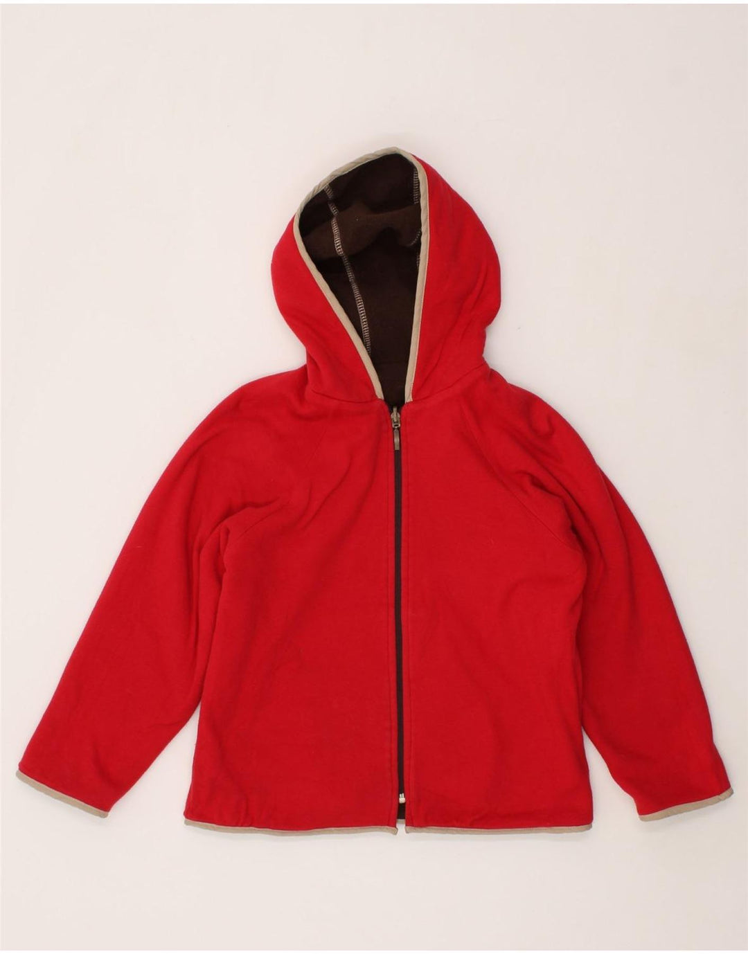 TRUSSARDI JUNIOR Boys Hooded Reversible Fleece Jacket 7-8 Years Brown Vintage Trussardi Junior and Second-Hand Trussardi Junior from Messina Hembry 