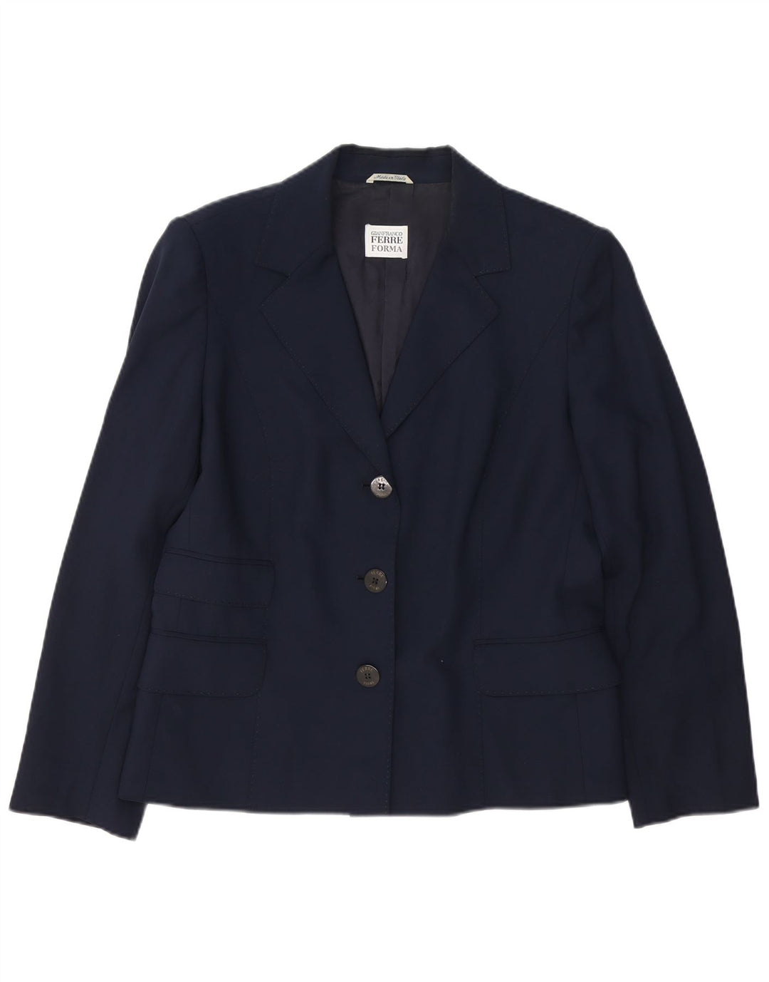 Gianfranco Ferre Veste blazer à 3 boutons pour femme UK 14 Large Bleu marine