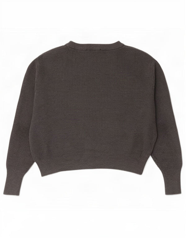 Zara Pull surdimensionné à col bateau pour femme UK 10 Small Gris Viscose