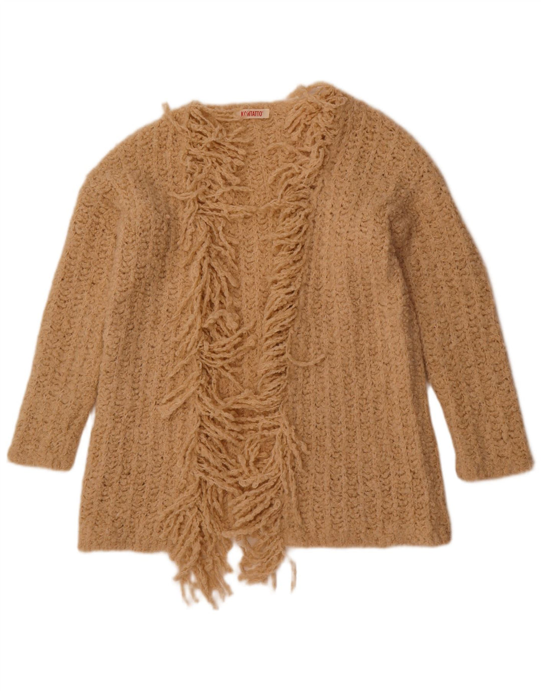 Kontatto Pull Cardigan Ouvert pour Femme UK 16 Grand Acrylique Beige