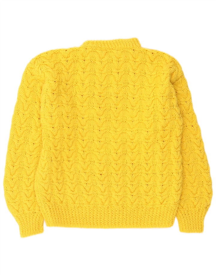 vintage Femmes Turtle Neck Jumper Pull UK 12 Jaune Moyen
