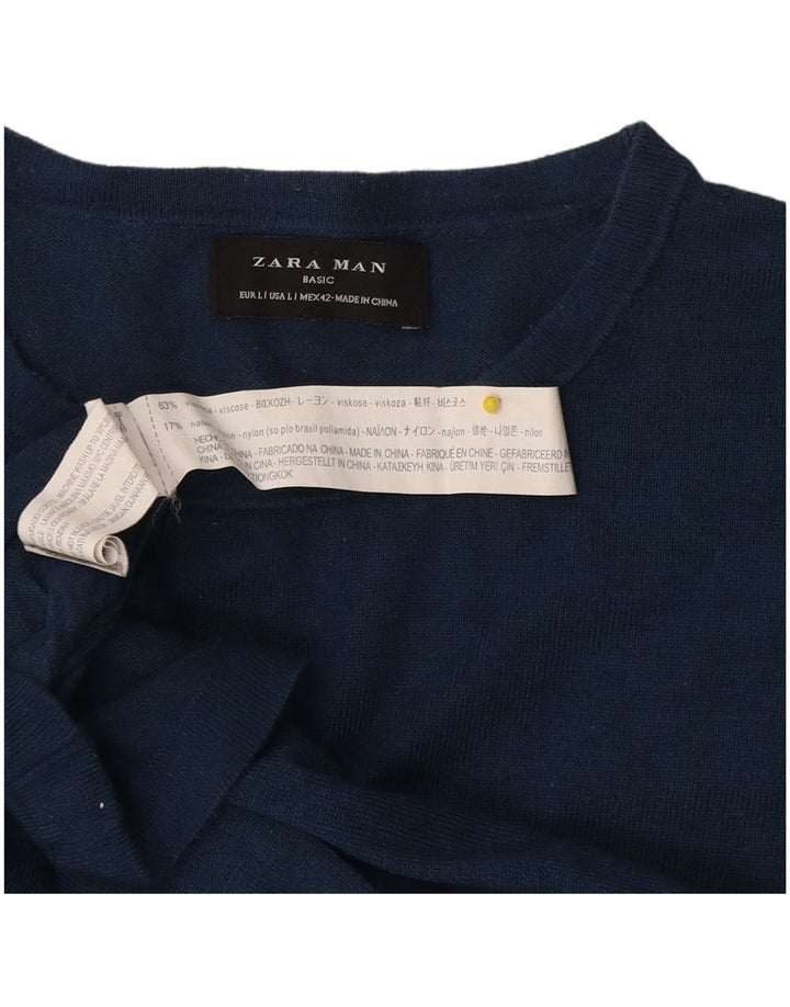 Zara Homme Top Manches Longues Large Bleu Marine Viscose