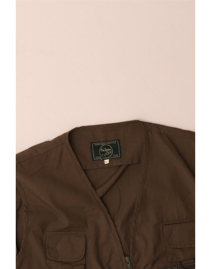 VINTAGE Gilet utilitaire homme UK 40 Grand coton marron