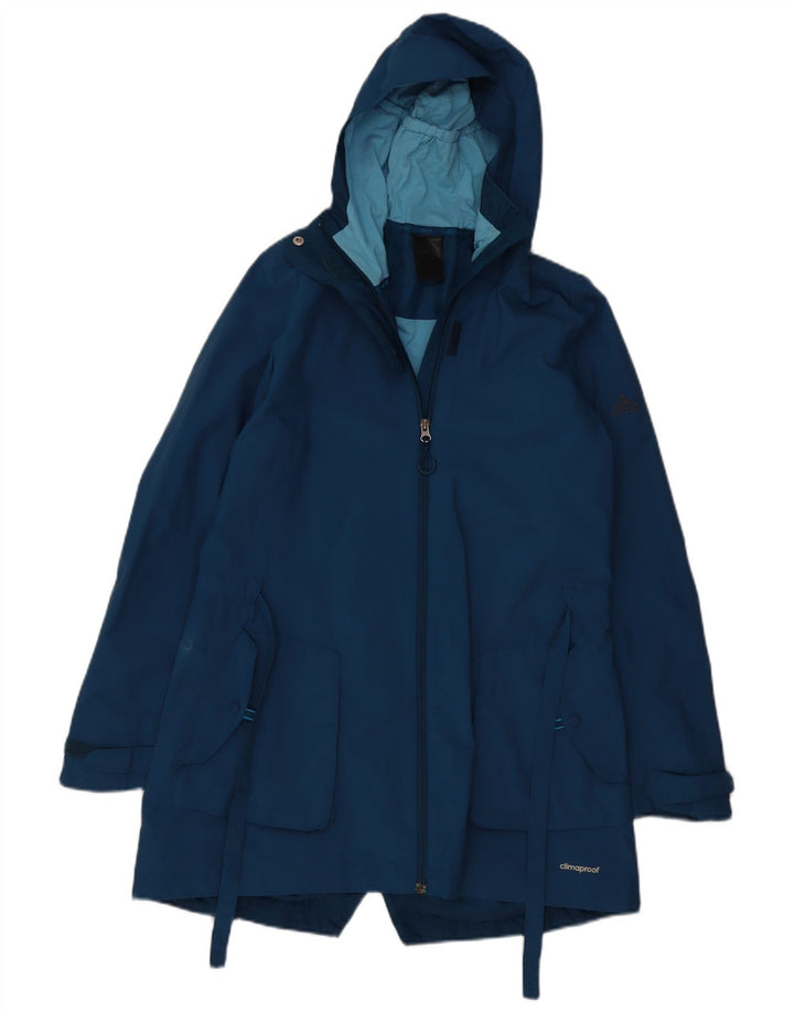 ADIDAS Manteau coupe-vent à capuche Clima Proof pour femme UK 14 Bleu moyen