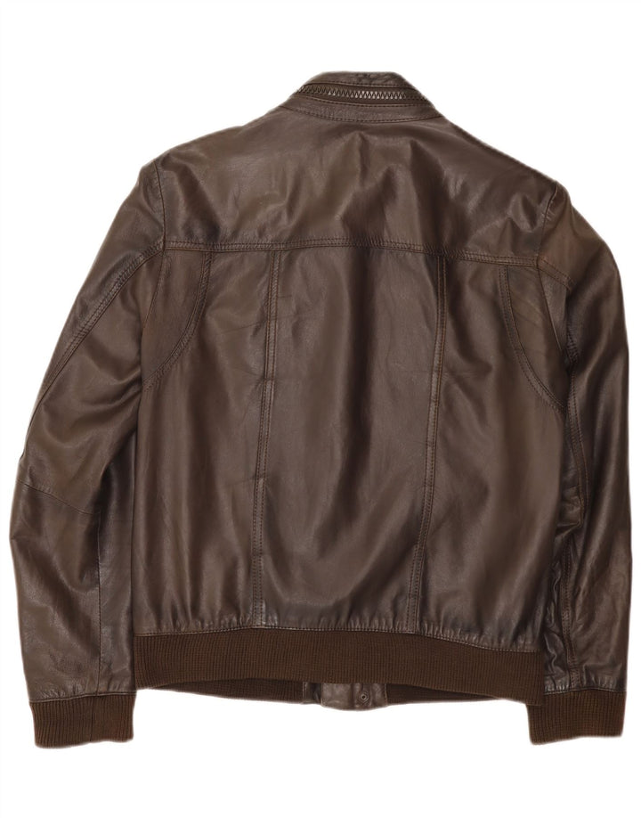 Zen Veste en cuir bomber pour homme Taille 50 Cuir marron moyen