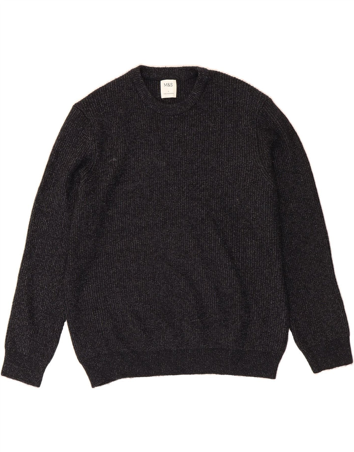 MARKS & SPENCER Mens Crew Neck Jumper Sweater Large Grey Polyamide Vintage Marks & Spencer and Second-Hand Marks & Spencer from Messina Hembry 