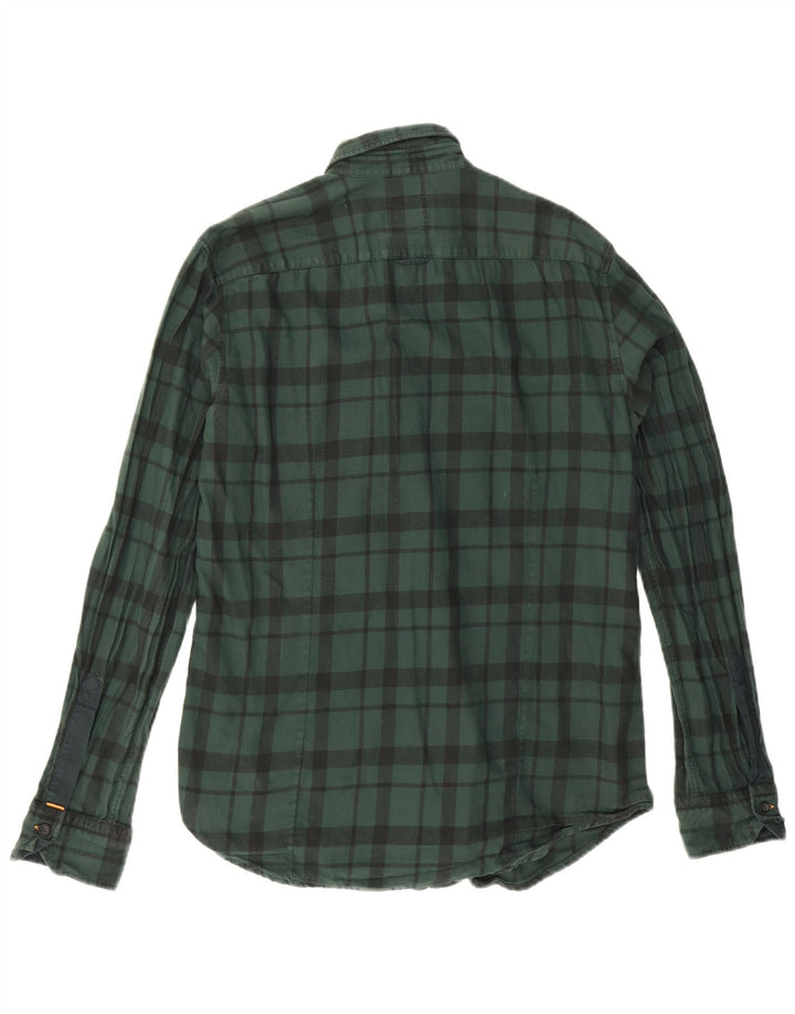Hugo Boss Chemise en flanelle en coton à carreaux vert moyen