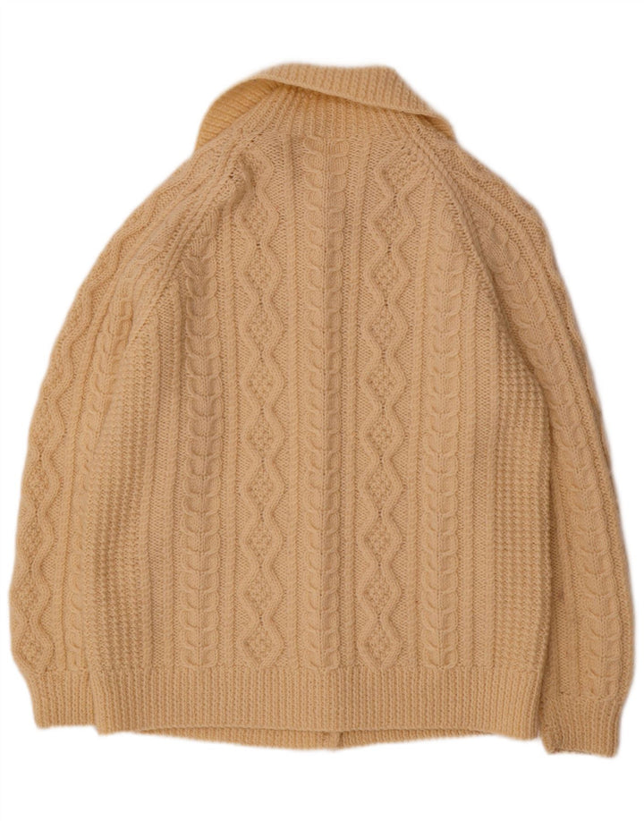 VINTAGE Pull Cardigan Femme UK 14 Grand Beige