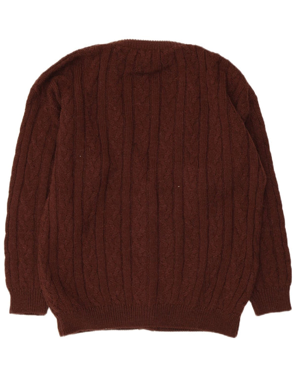 vintage Mens Cardigan Sweater IT 52 Grande laine d’alpaga marron