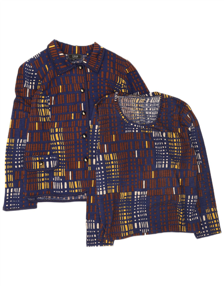 Liola Ensemble 2 Pièces Femme IT 50 XL Laine Géométrique Bleu Marine