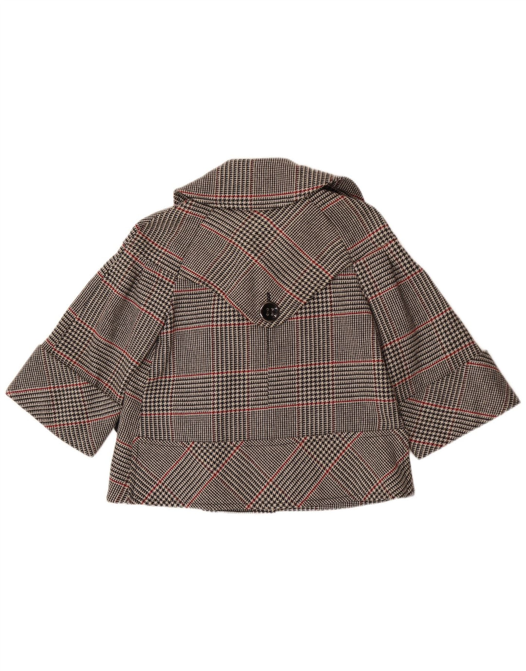 Zara Veste blazer courte à double boutonnage pour femme UK 14 Gris moyen à carreaux