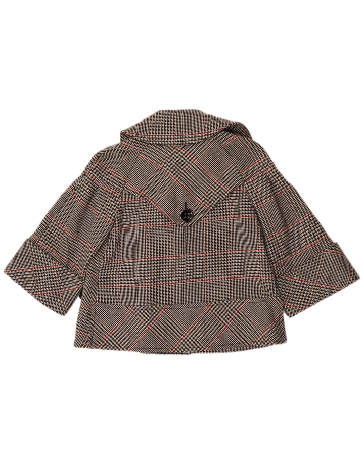 Zara Veste blazer courte à double boutonnage pour femme UK 14 Gris moyen à carreaux