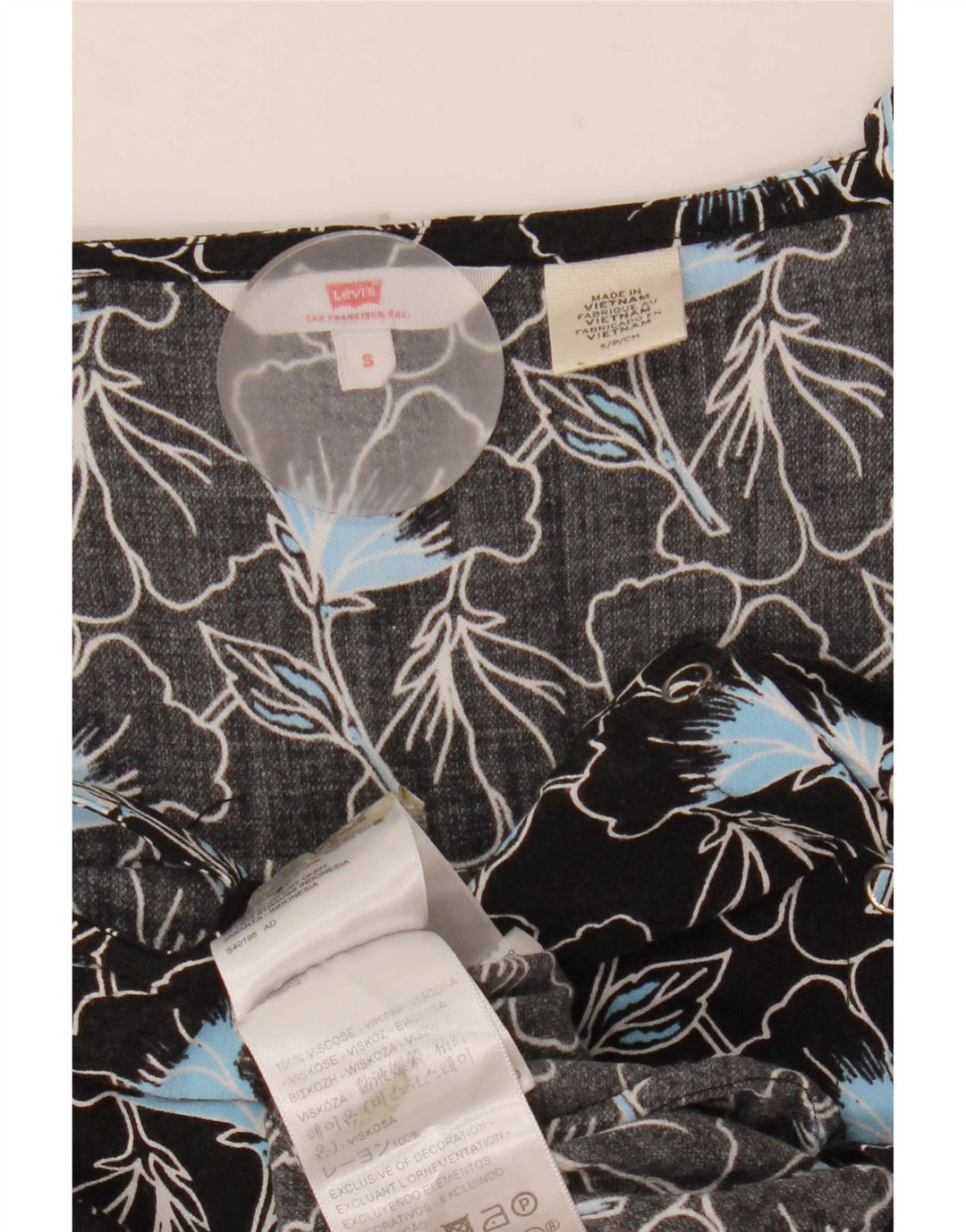 Levi's Combishort Sans Manches Femme UK 10 Petit Noir Floral Viscose