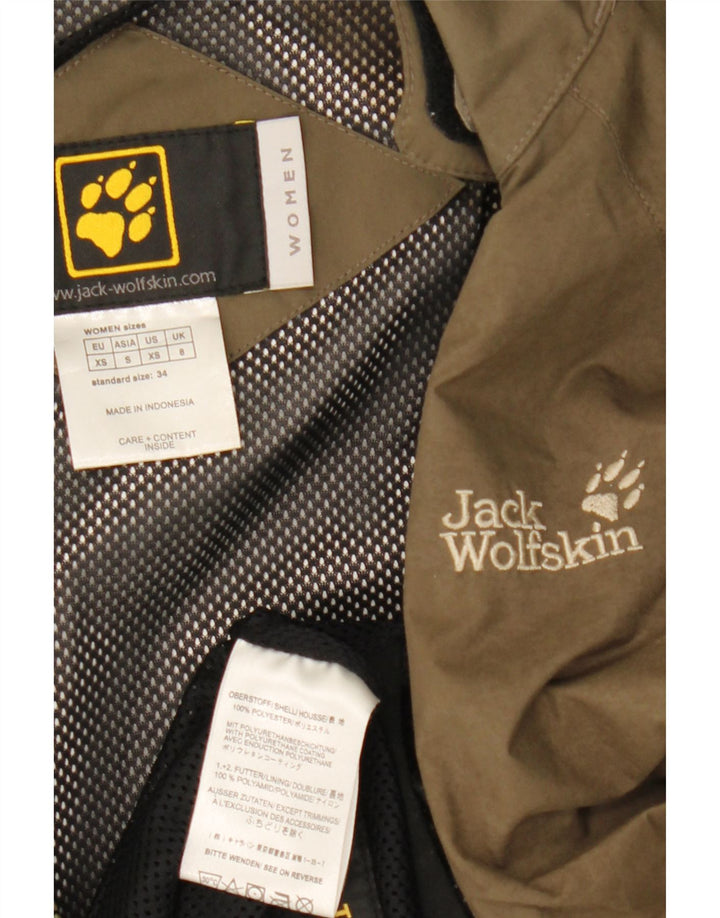 Jack Wolfskin Veste de pluie à capuche pour femme UK 8 Small Kaki Polyester