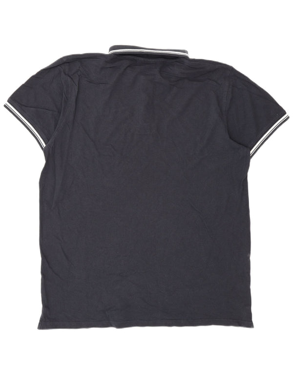 Sergio Tacchini Mens Polo Shirt 2XL Navy Blue Striped Cotton