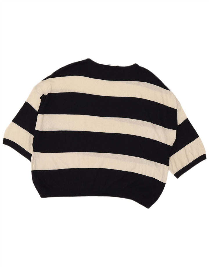 Zara Chemisier surdimensionné à manches 1/2 pour femme UK 12 Blanc moyen rayé
