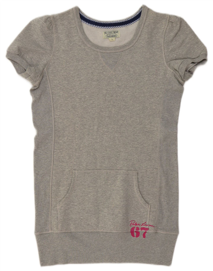 POLO RALPH LAUREN Sweat-shirt long pour femme UK 16 Large Gris