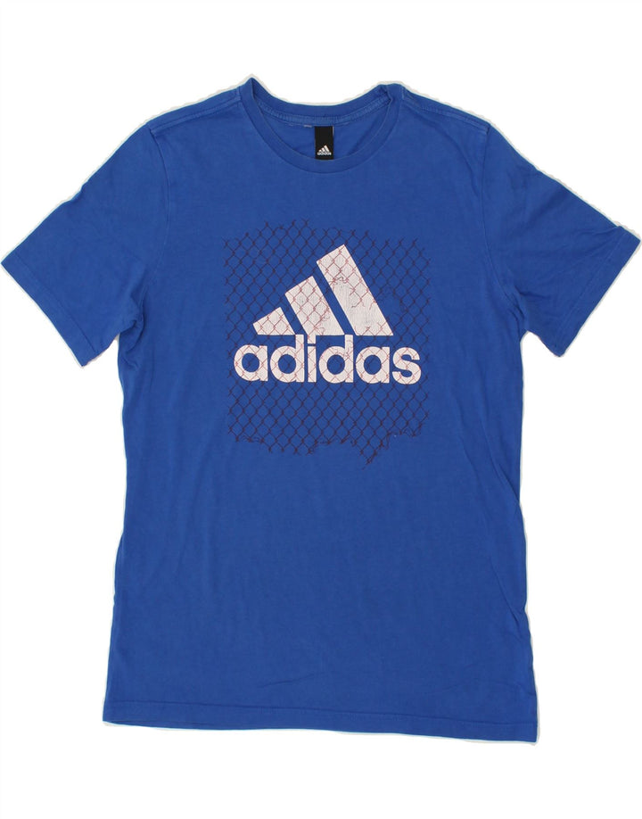 ADIDAS Mens Graphic T-Shirt Top Small Blue Cotton Vintage Adidas and Second-Hand Adidas from Messina Hembry 