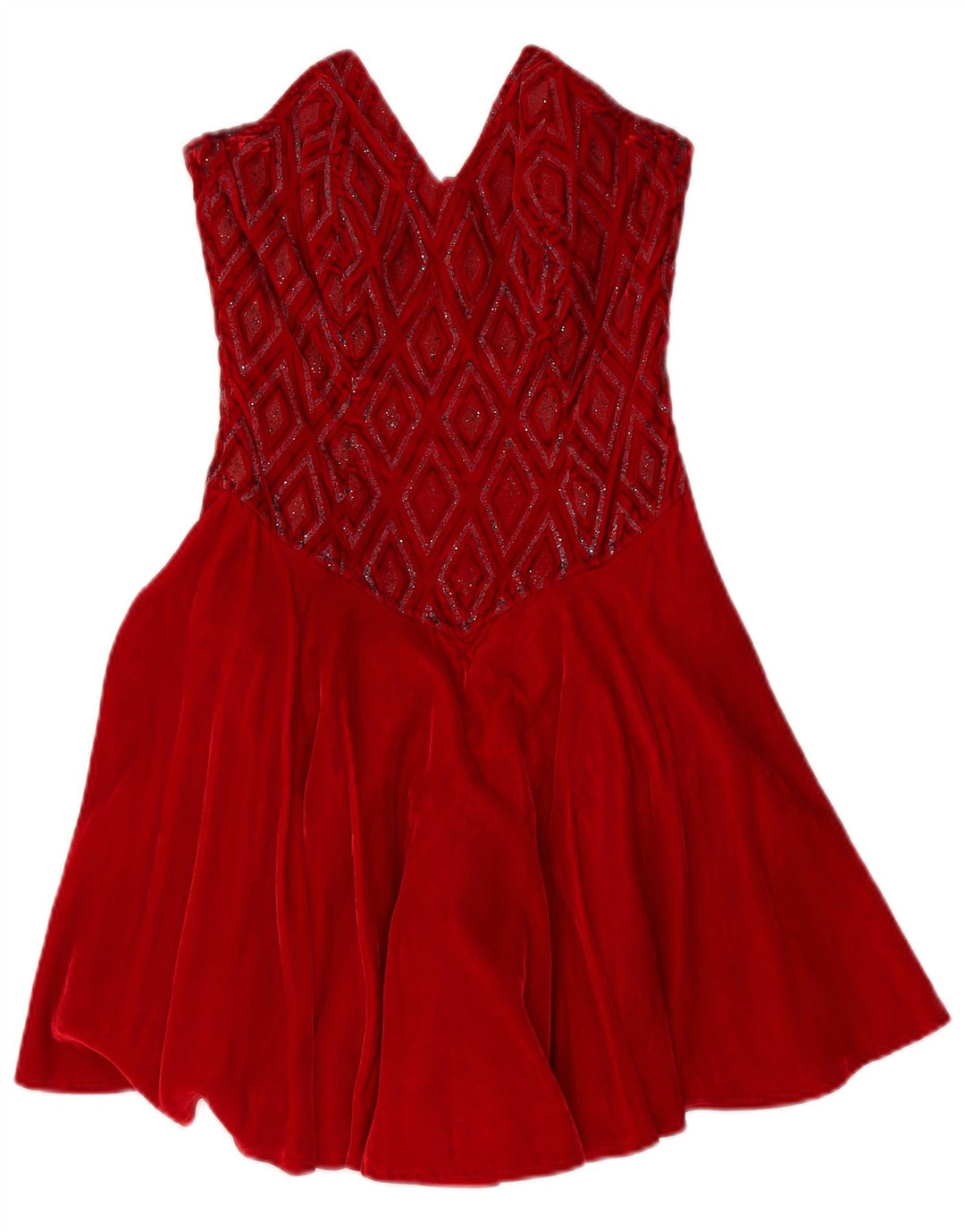 Roccobarocco Robe bustier femme IT 42 Argyle rouge moyen/viscose diamant