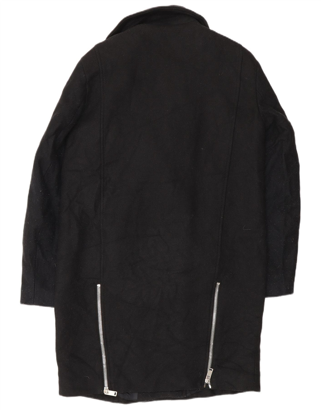 Zara Femme Pardessus UK 14 Laine Noir Moyen