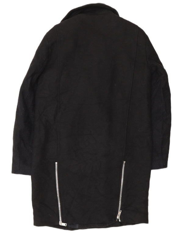 Zara Femme Pardessus UK 14 Laine Noir Moyen