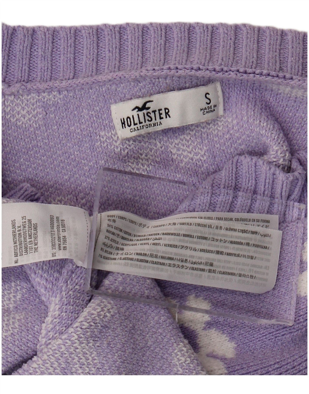 HOLLISTER Femmes Crop Cardigan Pull UK 10 Petit Violet Floral Coton