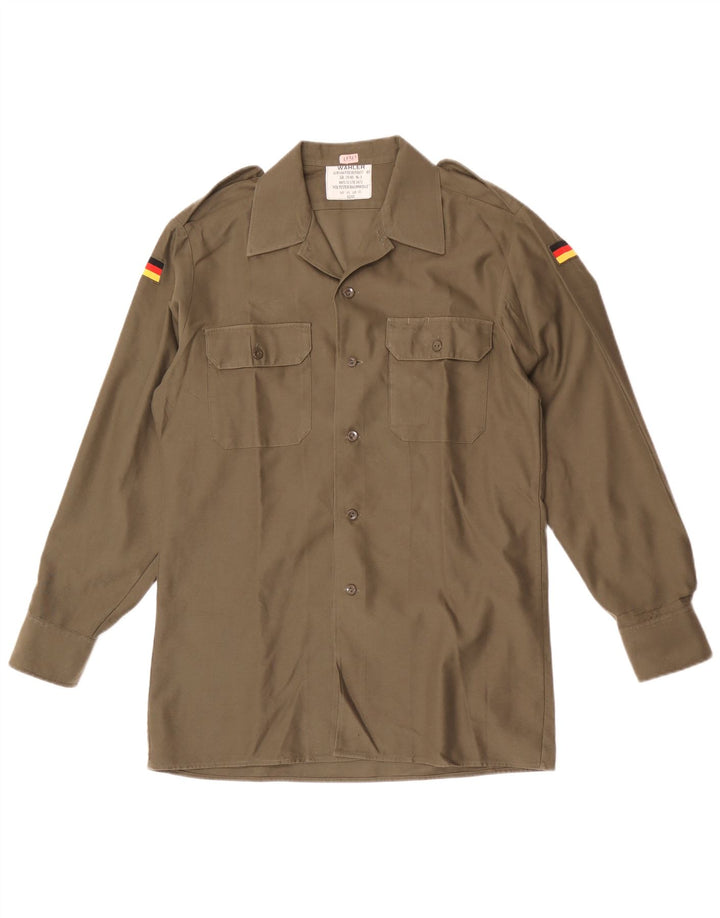 Chemise militaire vintage pour hommes Taille 39/40 Polyester kaki moyen