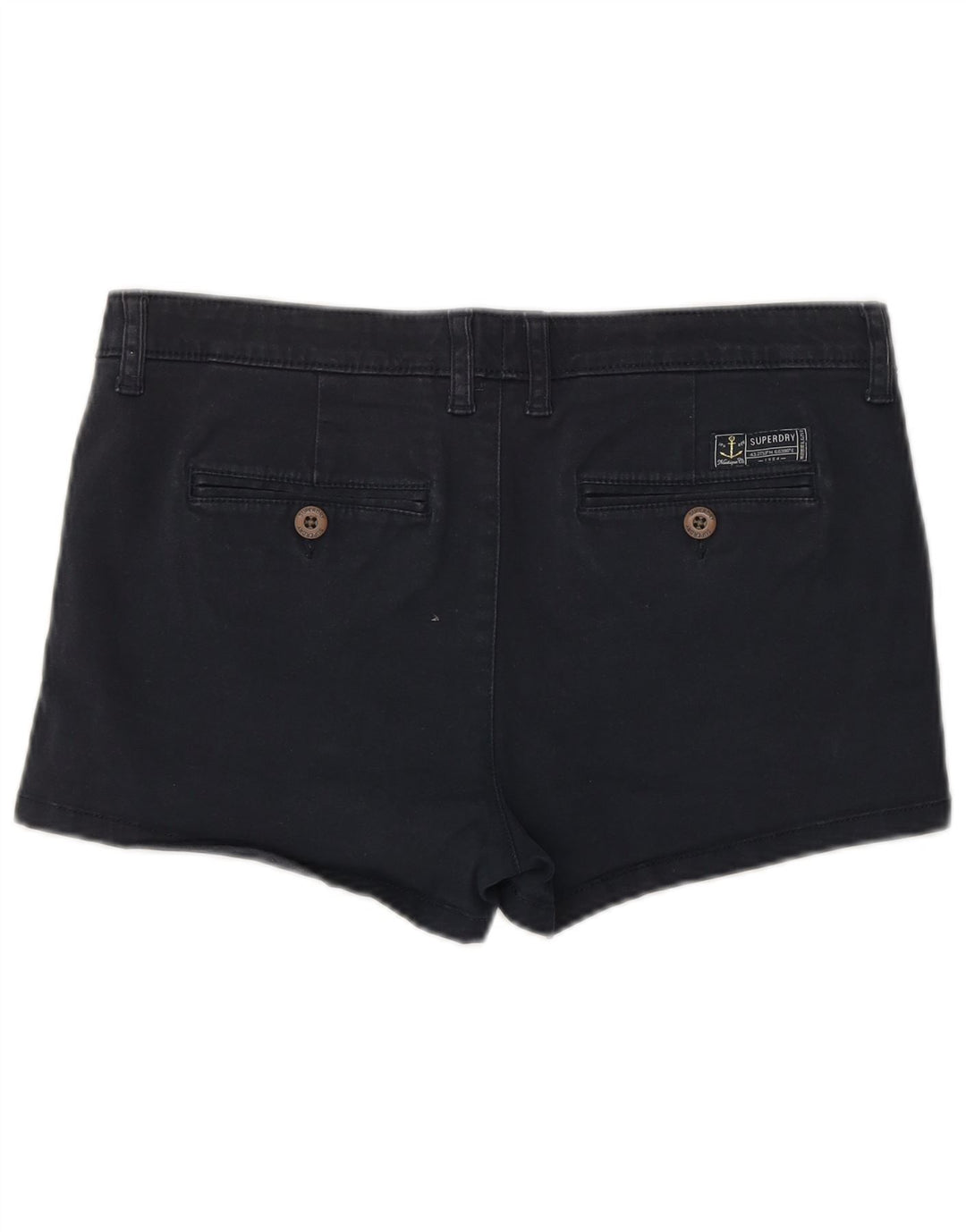 SUPERDRY Short Chino Femme Petit W27 Bleu Marine Coton