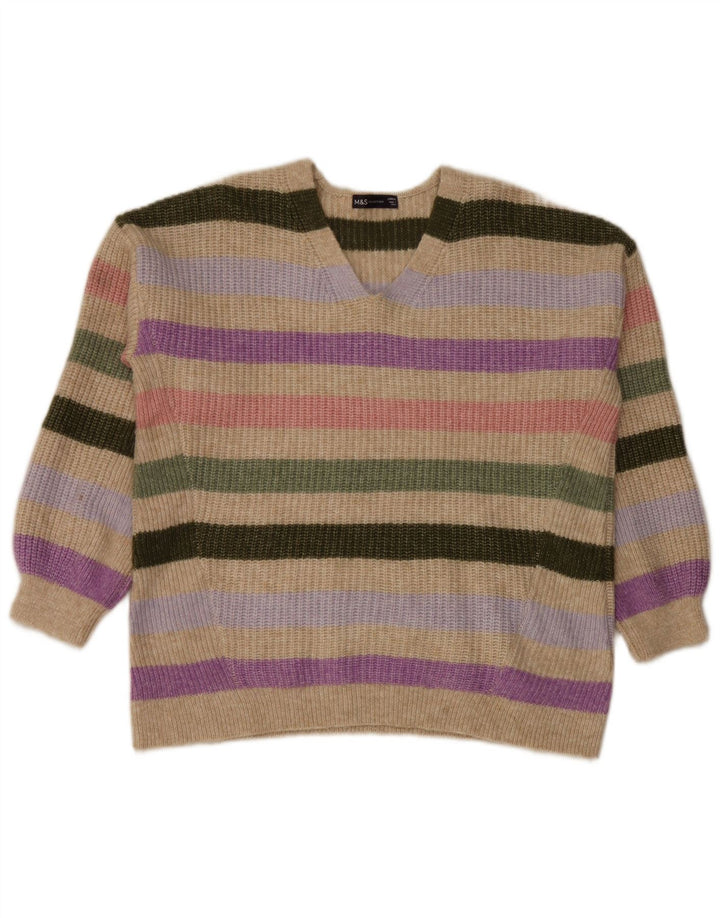 Marks & Spencer Pull col V pour femme UK 16 Large Multicolore
