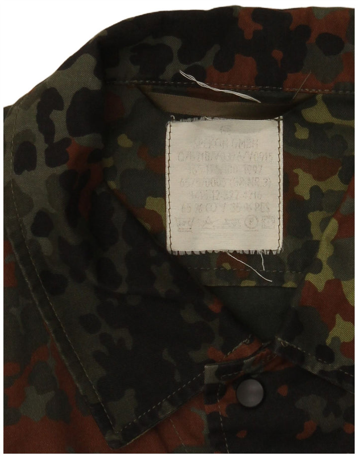 Chemise militaire vintage pour hommes UK 38 Coton camouflage kaki moyen