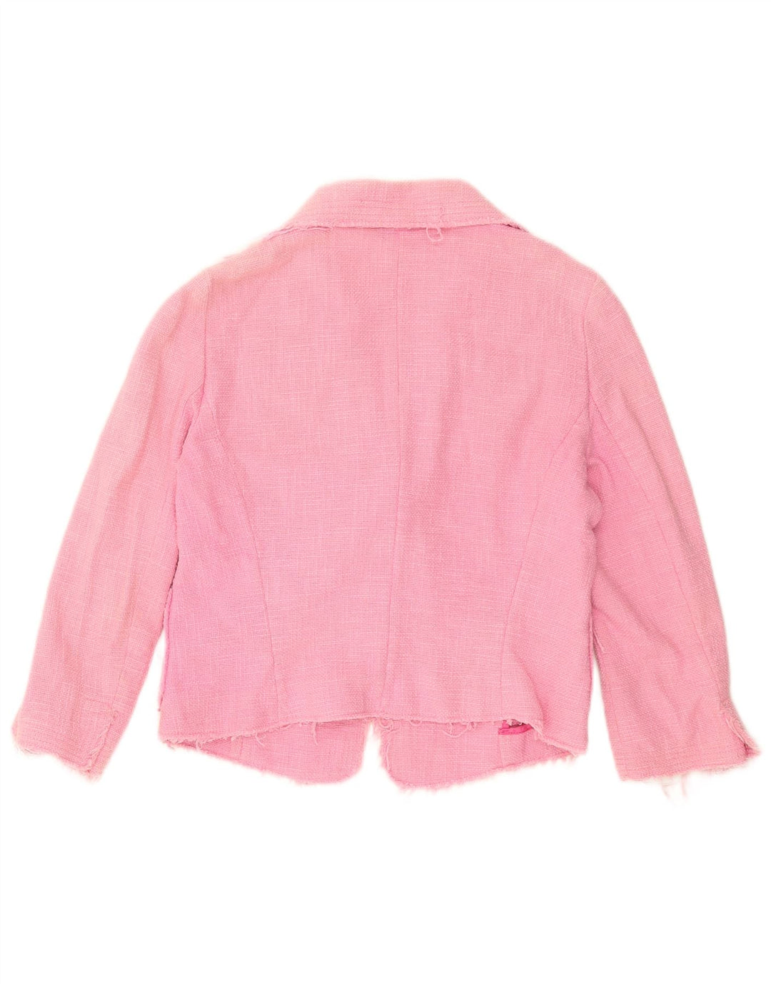 Zara Femme Crop 1 Bouton Blazer Veste EU 42 Grand Coton Rose