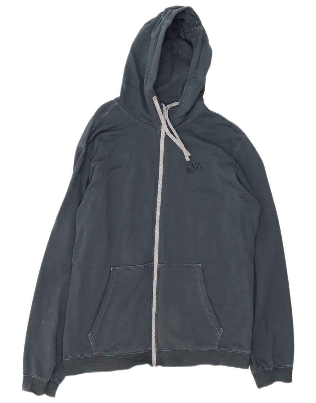 Nike Pull à capuche zippé pour homme en coton bleu marine Taille L