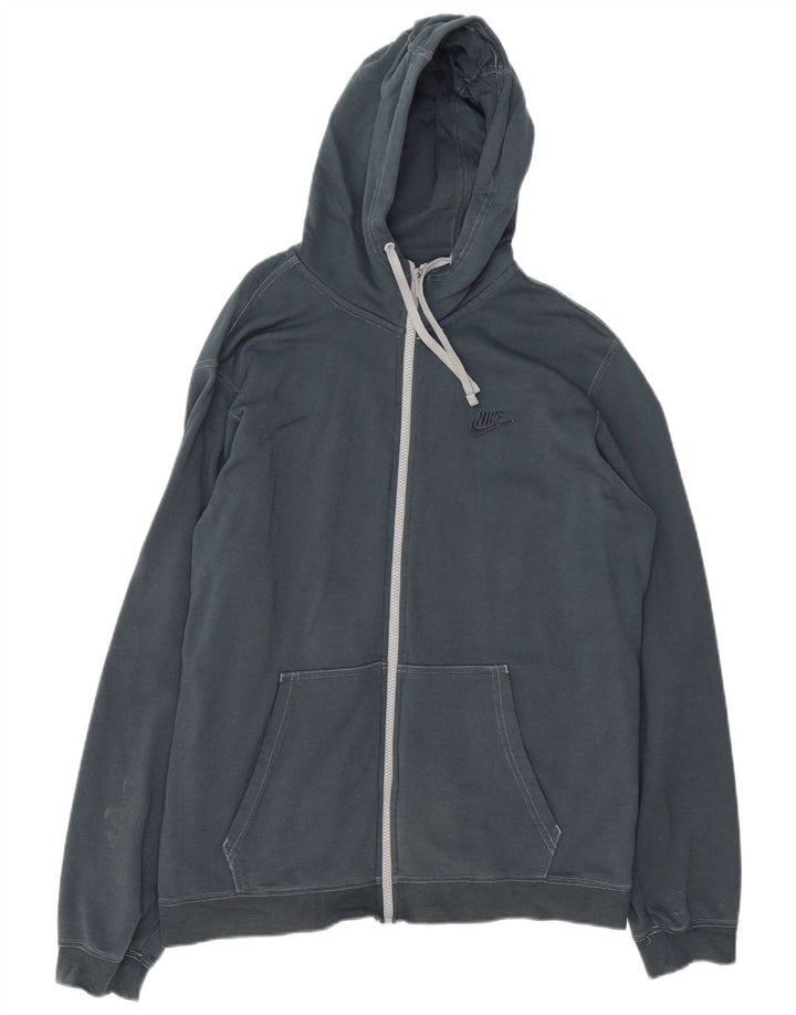 Nike Pull à capuche zippé pour homme en coton bleu marine Taille L