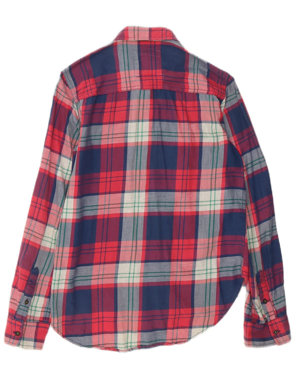 Abercrombie & Fitch Chemise surdimensionnée en flanelle pour femme UK 6 XS Rouge à carreaux en coton