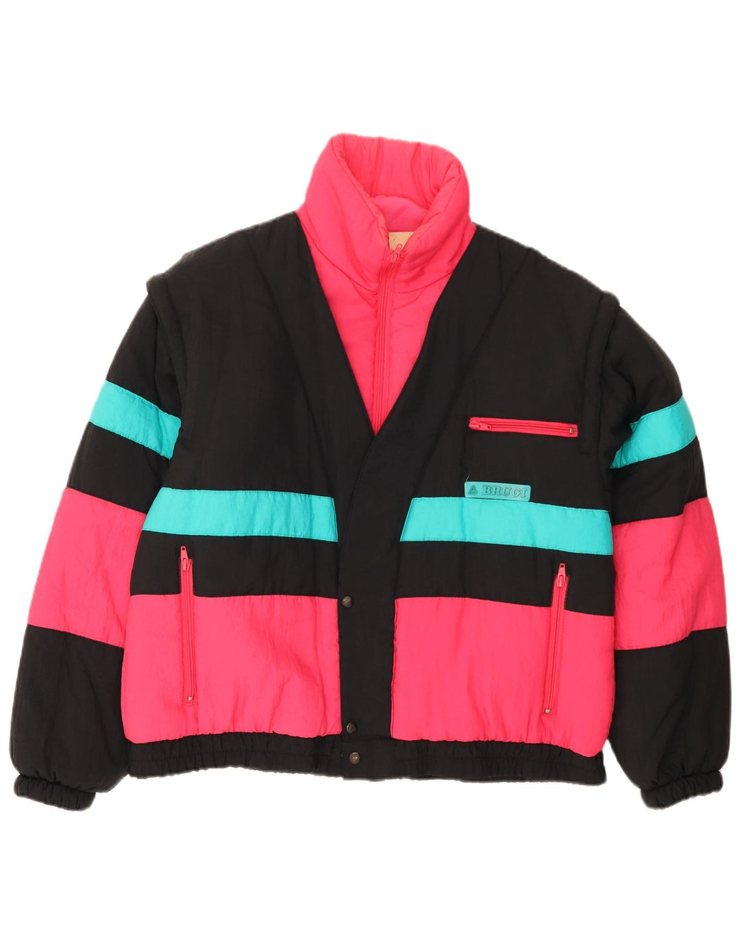 Brugi Veste matelassée pour homme UK 36 Small Multicolore Colourblock Nylon