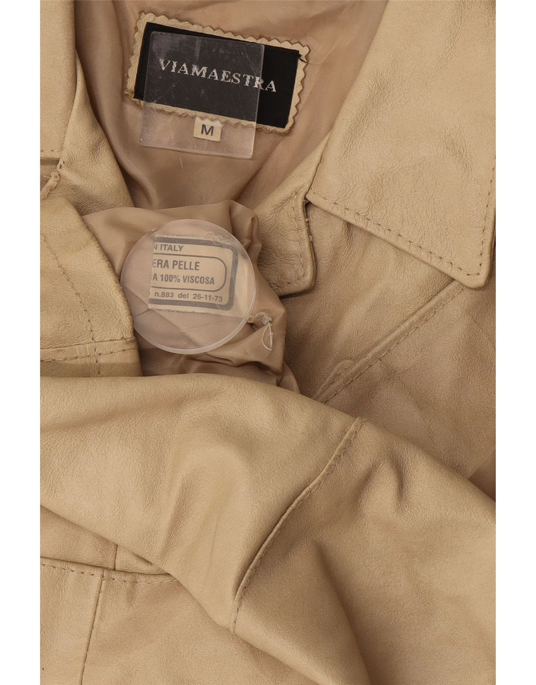 Viamaestra Veste en cuir pour femme UK 12 Cuir beige moyen