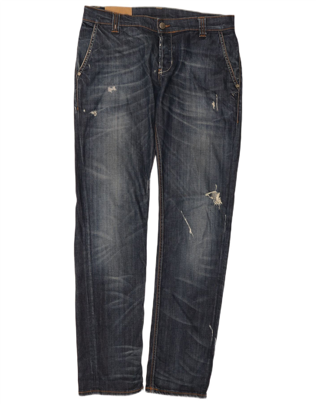 Dondup Jean droit vieilli pour homme W34 L33 Bleu