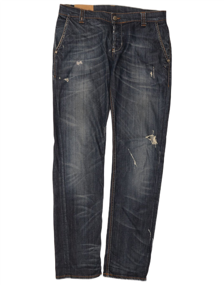 Dondup Jean droit vieilli pour homme W34 L33 Bleu