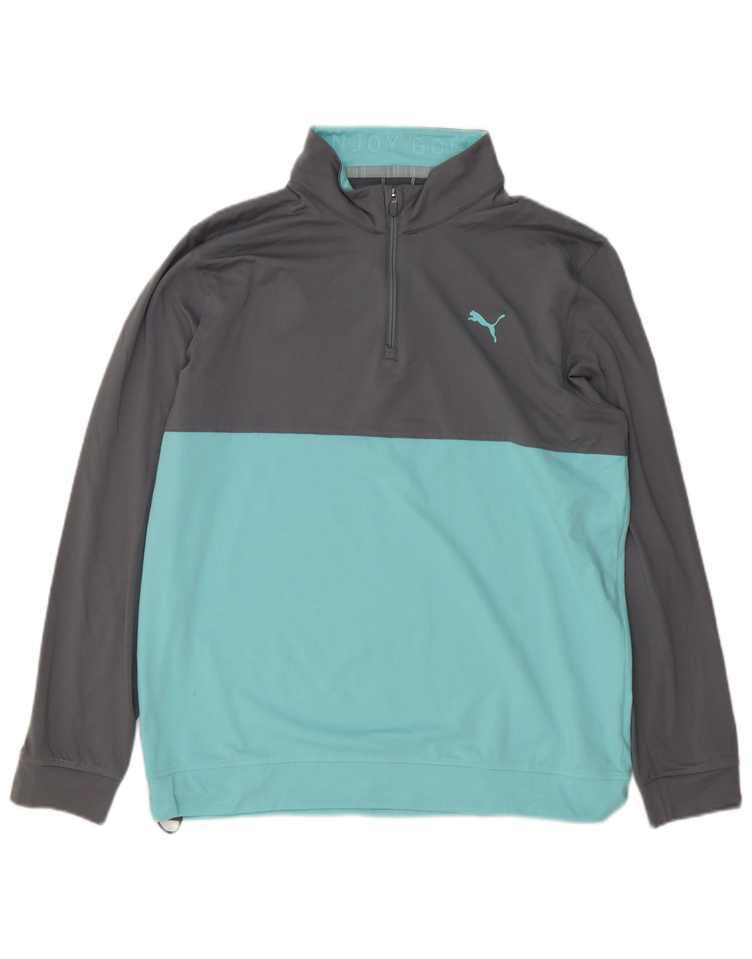 Puma Haut de survêtement zippé à col zippé pour homme Large Gris Colorblock Polyester