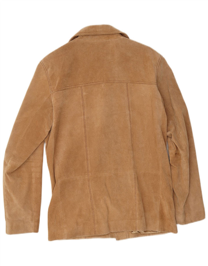 veste en daim femme vintage UK 38 cuir beige moyen