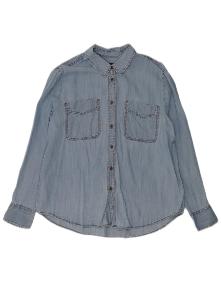 MARKS & SPENCER Chemise en Jean Femme UK 12 Bleu Moyen Lyocell