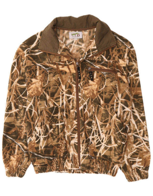 veste polaire homme vintage UK 36 petit polyester camouflage kaki