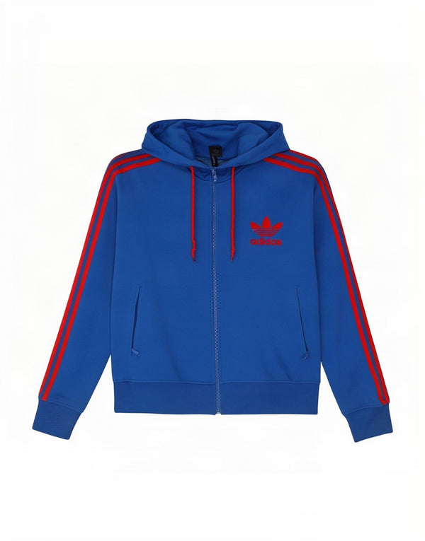 Adidas Pull à capuche zippé pour homme, grand bleu